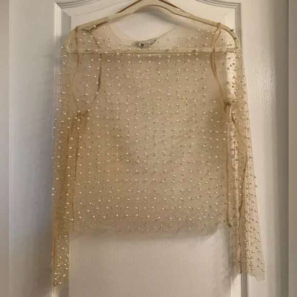 Sheer Beaded and Pearl Top - Picture 4 of 4